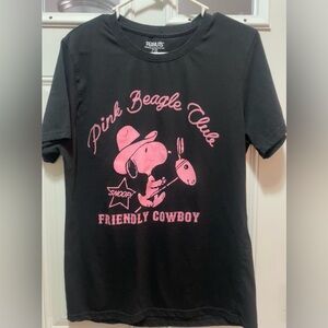 Peanuts Snoopy "Pink Beagle Club Friendly Cowboy" Graphic Tee Unisex Large
